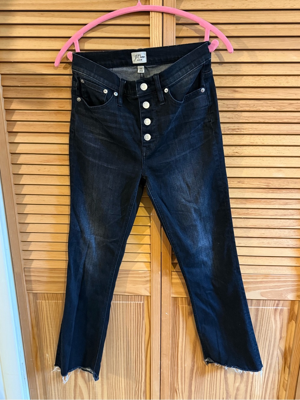 J. Crew Dark Blue High-Rise Button-Fly Cropped Jeans